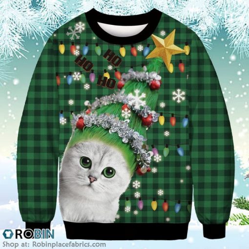 Funny Cat Merry Christmas Ugly Sweater 3D Printed