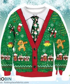 Funny Cookie Man Merry Christmas Ugly Sweater 3D Printed Funny Cookie Man Merry Christmas Ugly Sweater 3D Printed