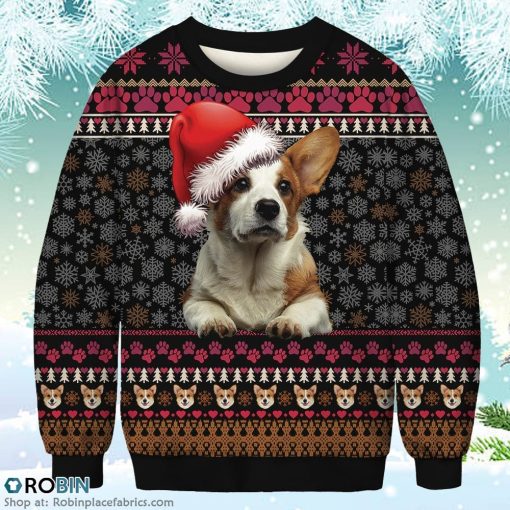Funny Corgi Dog Merry Christmas Sweatshirt Christmas Ugly Sweater 3D Printed