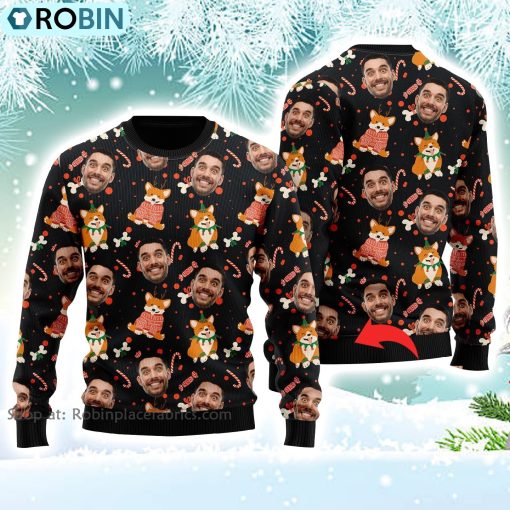 Funny Costume Face On Xmas Corgi Christmas Ugly Sweater 3D Printeds