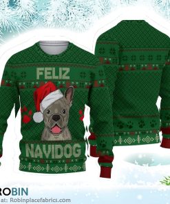 Funny French Bulldog Santa Christmas Ugly Sweater 3D Printed