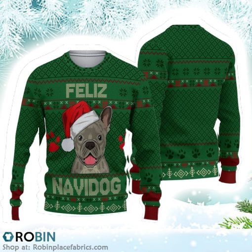 Funny French Bulldog Santa Christmas Ugly Sweater 3D Printed