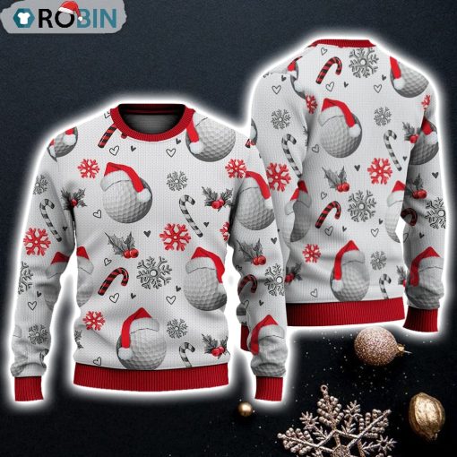 Golf Christmas Pattern Sweater Christmas Knitted Print Sweatshirt