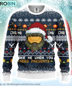 Halo Gaming Merry Xmas Gifts Made Me When You Need Presents Ugly Christmas Sweater