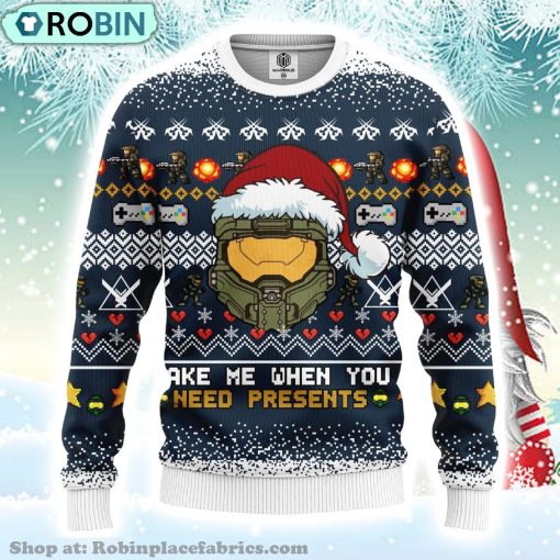 Halo Gaming Merry Xmas Gifts Made Me When You Need Presents Ugly Christmas Sweater