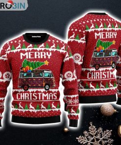 Hippie Car Merry Christmas For Men And Women Ugly Sweater Gift