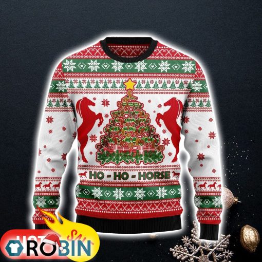 Ho Ho Horse Christmas Tree Ugly Christmas Sweater