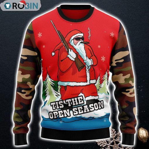 Hunting Santa Christmas Funny Sweaters Ugly Christmas Sweater