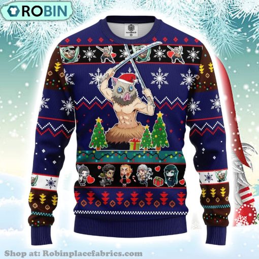 Inosuke Hashibira Demon Slayer Anime Ugly Christmas Sweater