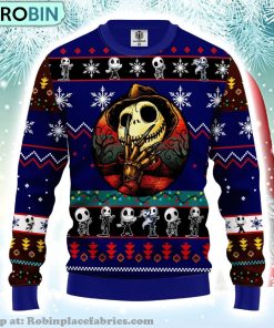 Jack Skellington Freddy Krueger Xmas Ugly Christmas Sweater