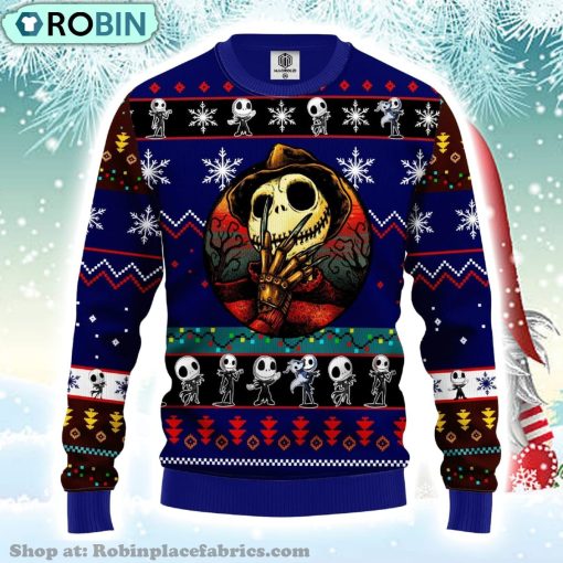 Jack Skellington Freddy Krueger Xmas Ugly Christmas Sweater