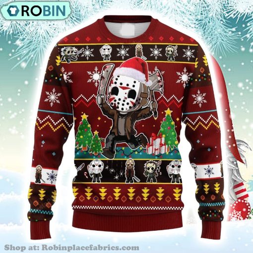 Jason Friday The 13th Christmas Ugly Sweater Jason Friday The 13th Christmas Sweate