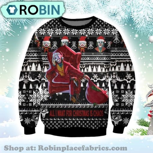 Joker All I Want For Christmas Is Chaos Christmas Christmas Ugly Sweater