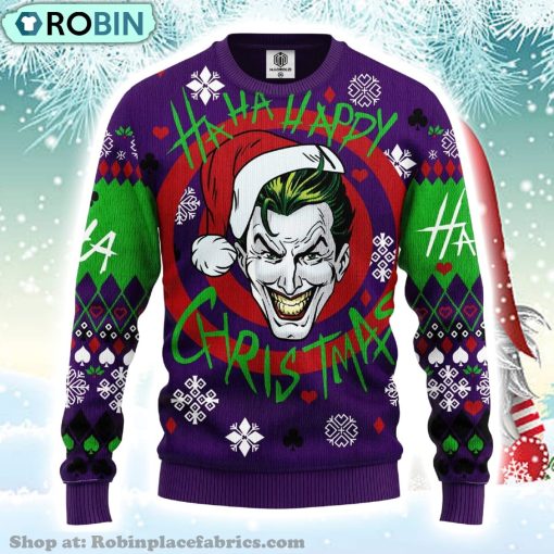 Joker Smile Dc Comics Haha Happy Christmas Ugly Christmas Sweater