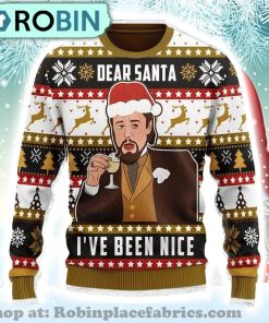 Laughing Leo Dear Santa I’ve Been Nice Ugly Sweatshirt Christmas Christmas Ugly Sweater