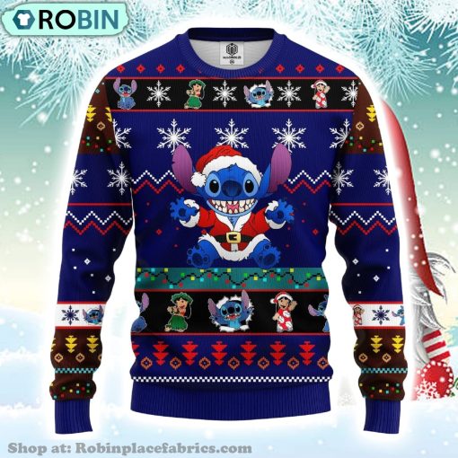 Lilo And Stitch Disney Gifts Cute Santa Stitch Ugly Christmas Sweater