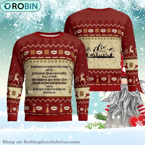 Lord Of The Rings Three Rings For Elven Ugly Christmas Sweater