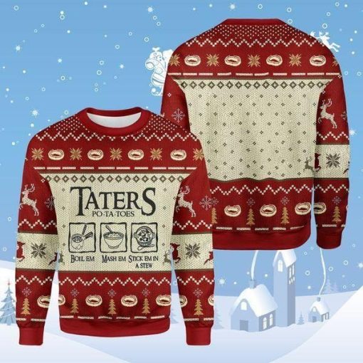 Lotr Taters Potatoes Christmas Ugly Sweater Red