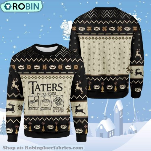 Lotr Taters Potatoes Ugly Christmas Ugly Sweater Black