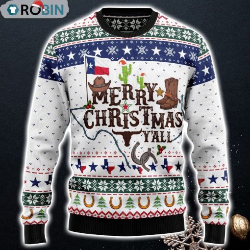 Merry Christmas Y’all Texas Funny Sweaters Ugly Christmas Sweater