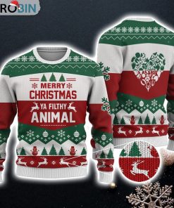 Merry Christmas Ya Filthy Animal All Sweater Christmas Knitted Print Sweatshirt