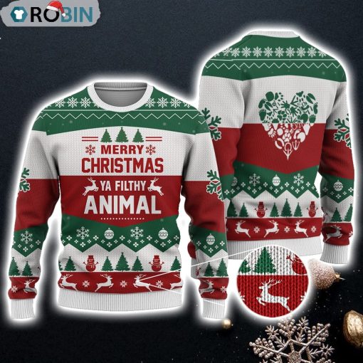 Merry Christmas Ya Filthy Animal All Sweater Christmas Knitted Print Sweatshirt