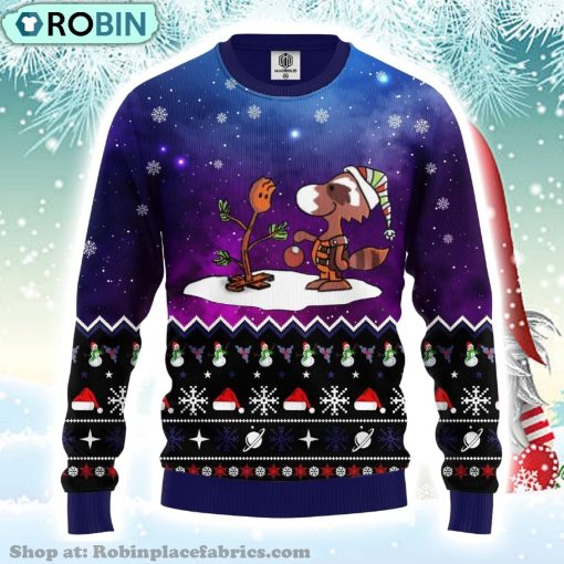 Merry Xmas Guardian Of Galaxy Gifts Groot And Rocket Raccoon Ugly Christmas Sweater