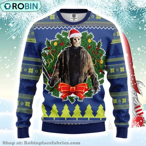 Merry Xmas Horror Movie Characters Jason Woorhees Ugly Christmas Sweater