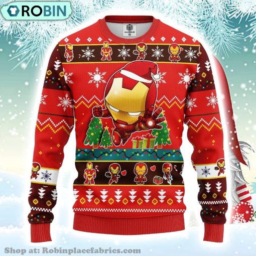 Merry Xmas Iron Man Chibi Marvel Comics Ugly Christmas Sweater