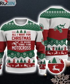 Motocross All I Want For Christmas Sweater Christmas Knitted Print Sweatshirt
