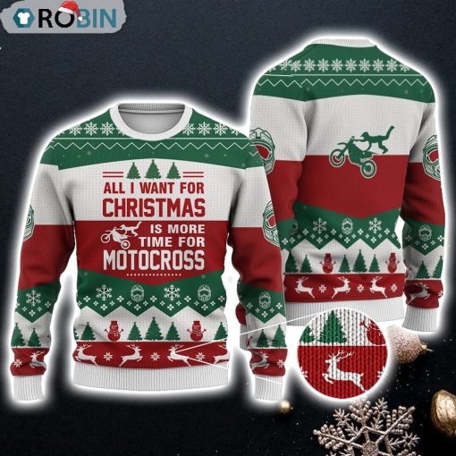 Motocross All I Want For Christmas Sweater Christmas Knitted Print Sweatshirt