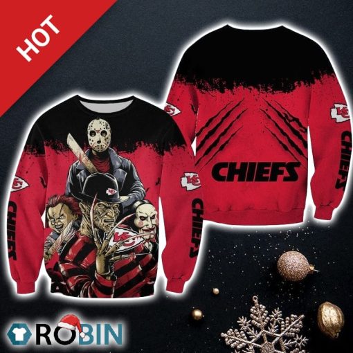 NFL Kansas City Chiefs A Nightmare On Elm Street Halloween Ugly Sweater Unisex