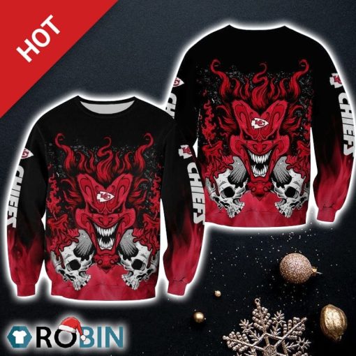 NFL Kansas City Chiefs Clown Halloween Limited Edition Christmas Ugly Sweater Sweatshirt