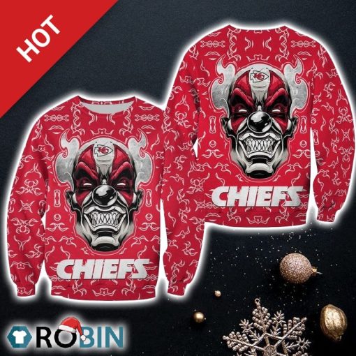 NFL Kansas City Chiefs Halloween Clown Edition Christmas Ugly Sweater Sweatshirt