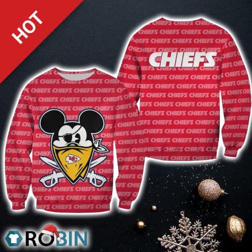 NFL Kansas City Chiefs Halloween Evil Mickey Limited Edition Christmas Ugly Sweater Sweatshirt
