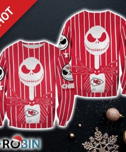 NFL Kansas City Chiefs Jack Skellington Halloween Ugly Sweater Unisex