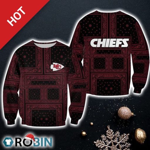 NFL Kansas City Chiefs Limited Edition Bandana Skull Christmas Ugly Sweater Sweatshirt