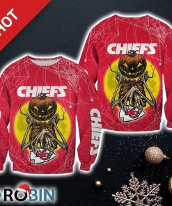 NFL Kansas City Chiefs Pumpskin Monster Halloween Edition Christmas Ugly Sweater Sweatshirt