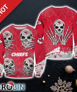 NFL Kansas City Chiefs Skull Hallowen Limited Edition Christmas Ugly Sweater Sweatshirt