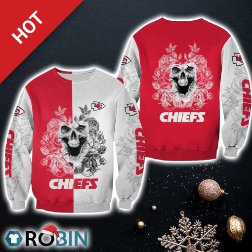 NFL Kansas City Chiefs Skull Limited Edition All Over Print Christmas Ugly Sweater Sweatshirt