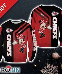 NFL Kansas City Chiefs With Minnie Limited Edition Over Print Full 3D Christmas Ugly Sweater Sweatshirt