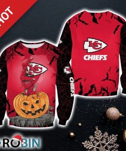 NFL Kansas City Chiefs Zombies Hand Halloween Limited Edition Christmas Ugly Sweater Sweatshirt