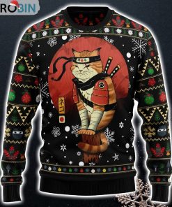 Ninja Cat Funny Sweaters Ugly Christmas Sweater