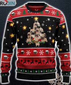 Pug Christmas Tree – Pug Lover Sweater – Pug Christmas Tree Ugly Sweater