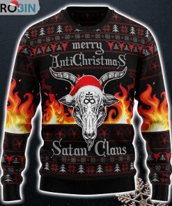 Satan Claus Merry Christmas Hail Satanic Funny Sweaters Ugly Christmas Sweater