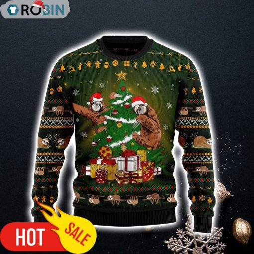 Sloth Christmas Tree Ugly Christmas Sweater