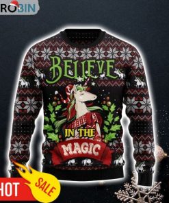 Unicorn Believe In The Magic Ugly Christmas Sweatshirt