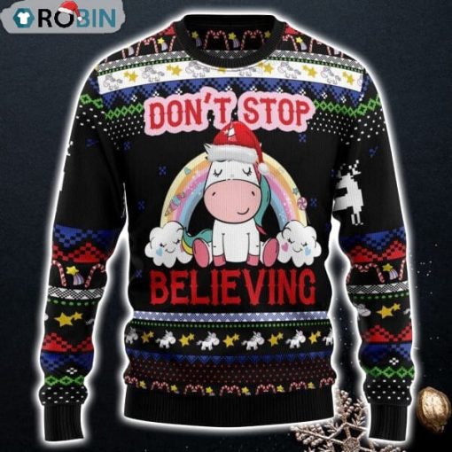 Unicorn Believing Christmas Ugly Christmas Sweatshirt