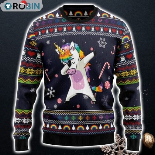 Unicorn Dab Ugly Christmas Sweatshirt