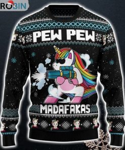 Unicorn Pew Pew Ugly Christmas Sweatshirt